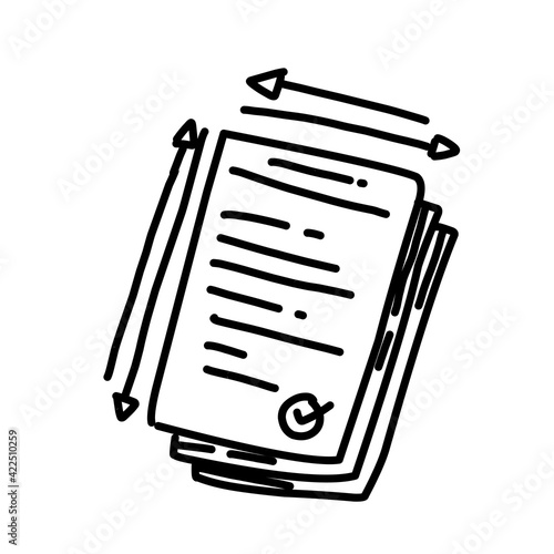 Business license hand drawn icon design, outline black, vector icon.