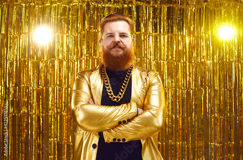 Fotografija Portrait of bearded guy in funky outfit