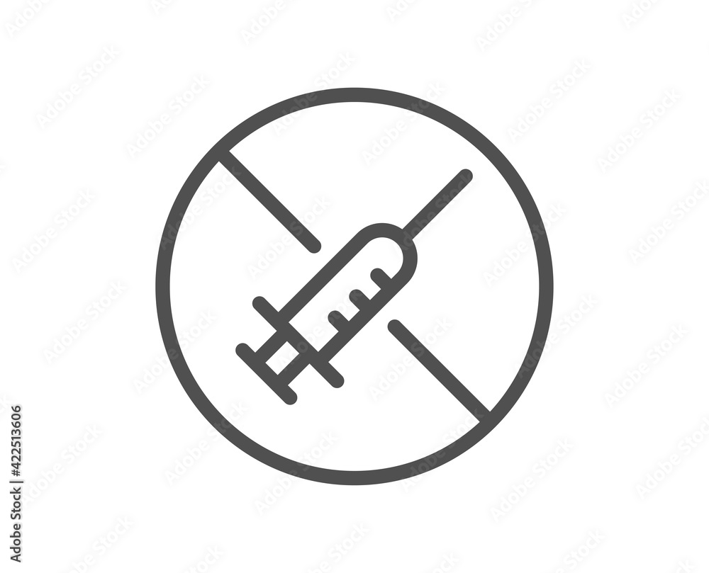 No vaccine line icon. Stop Vaccination sign. Vector No vaccine line icon. Stop Vaccination sign. Vector