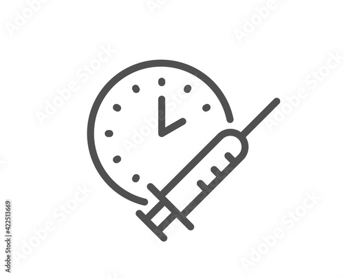 Vaccination schedule line icon. Vaccine syringe sign. Vector