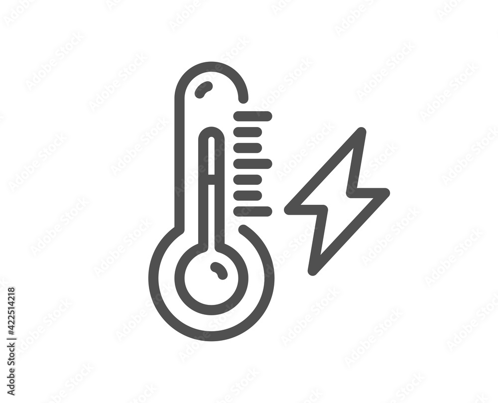 Electricity power line icon. Lightning bolt with thermometer sign. Vector Electricity power line icon. Lightning bolt with thermometer sign. Vector