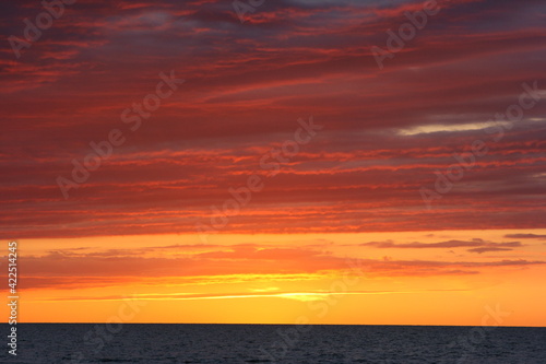 red sunset over the sea