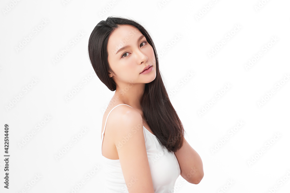 Beautiful young asian woman with clean fresh skin on white background, Face care, Facial treatment, Cosmetology, beauty and spa, Asian women portrait Beautiful young asian woman with clean fresh skin on white background, Face care, Facial treatment, Cosmetology, beauty and spa, Asian women portrait