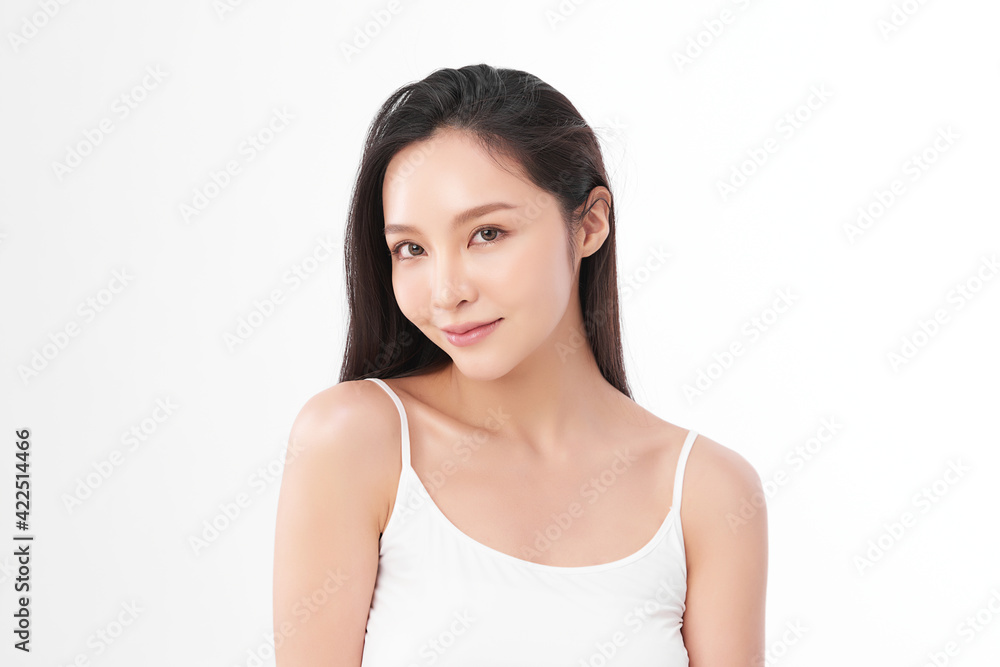 Beautiful young asian woman with clean fresh skin on white background, Face care, Facial treatment, Cosmetology, beauty and spa, Asian women portrait Beautiful young asian woman with clean fresh skin on white background, Face care, Facial treatment, Cosmetology, beauty and spa, Asian women portrait