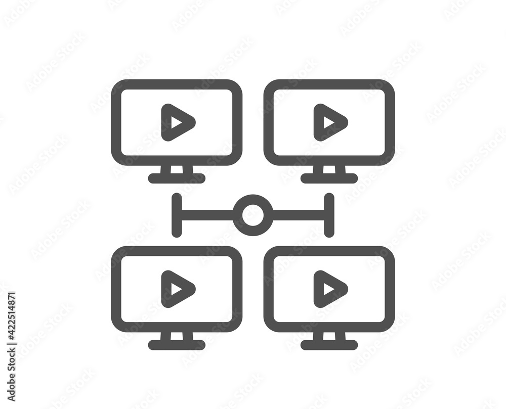 Virtual conference line icon. Online training sign. Vector Virtual conference line icon. Online training sign. Vector