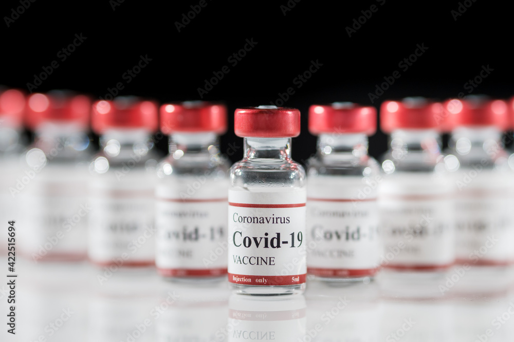 Covid-19 coronavirus vaccine vials close-up Covid-19 coronavirus vaccine vials close-up