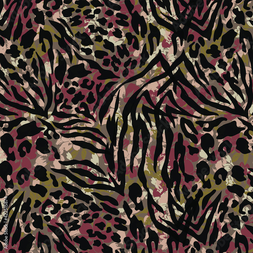 Abstract animal skin leopard seamless pattern design.
