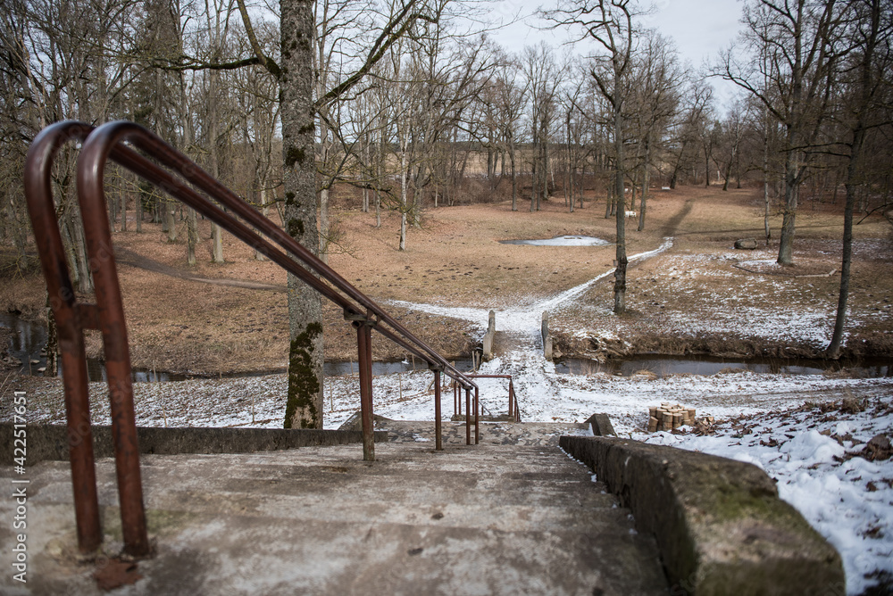 Stairs and railings at Jaunpils park Stairs and railings at Jaunpils park