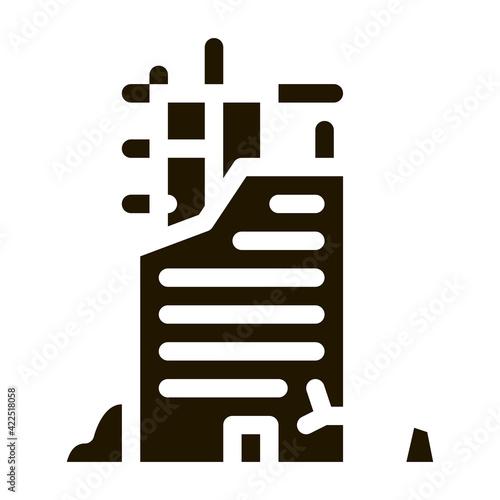 Ruined Building Icon Vector Glyph Illustration
