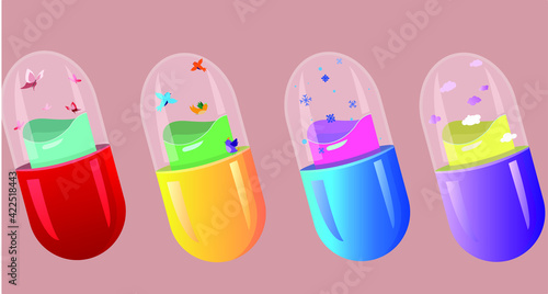 Vector illustration depacting colored pills