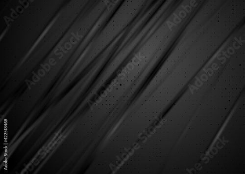 Black smooth stripes abstract geometric tech background. Vector illustration