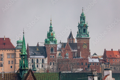 Krakow old town photographed in March. Dynamic weather created interesting conditions for shooting.