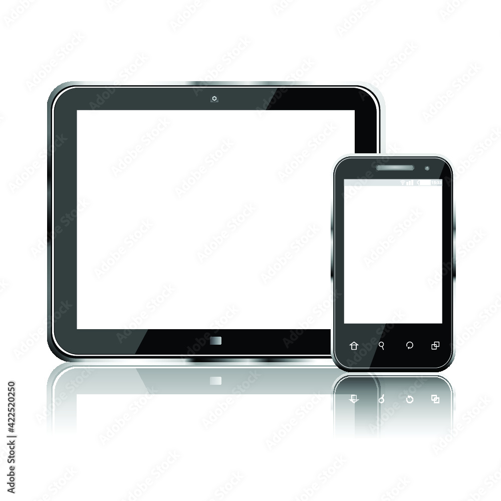 Realistic vector tablet computer and mobile phone isolated Realistic vector tablet computer and mobile phone isolated