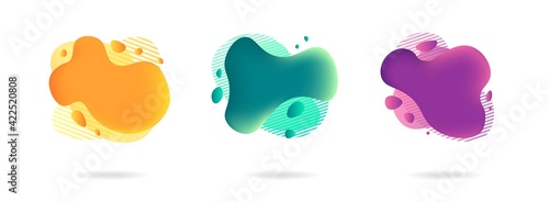 Abstract dynamic gradient graphic elements in modern style. Banners with flowing liquid shapes, amoeba forms. Logo, flyer, presentation, invitation, card template. Vector illustration. photo