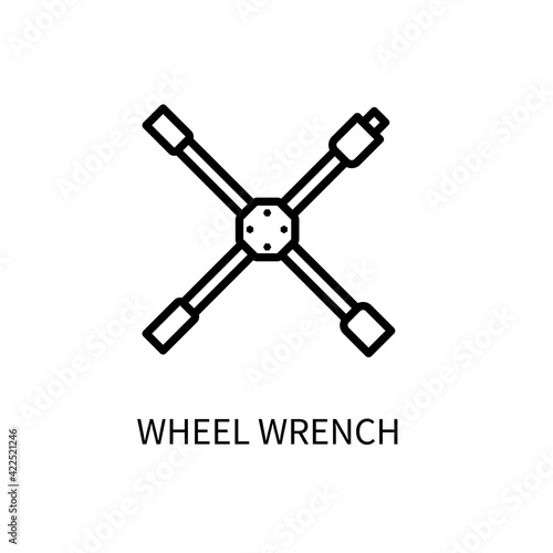 Wheel Key Line Icon In A Simple Style. Equipment for a tire repair shop. Vector sign in a simple style isolated on a white background. 64x64 pixel.