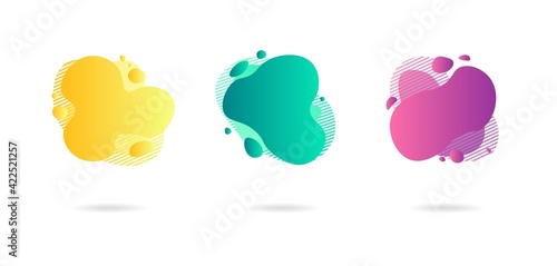 Abstract dynamic gradient graphic elements in modern style. Banners with flowing liquid shapes, amoeba forms. Logo, flyer, presentation, invitation, card template. Vector illustration.
