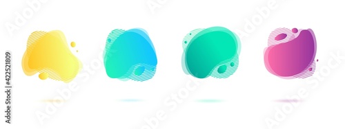 Abstract dynamic gradient graphic elements in modern style. Banners with flowing liquid shapes, amoeba forms. Logo, flyer, presentation, invitation, card template. Vector illustration.