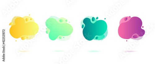 Abstract dynamic gradient graphic elements in modern style. Banners with flowing liquid shapes, amoeba forms. Logo, flyer, presentation, invitation, card template. Vector illustration.