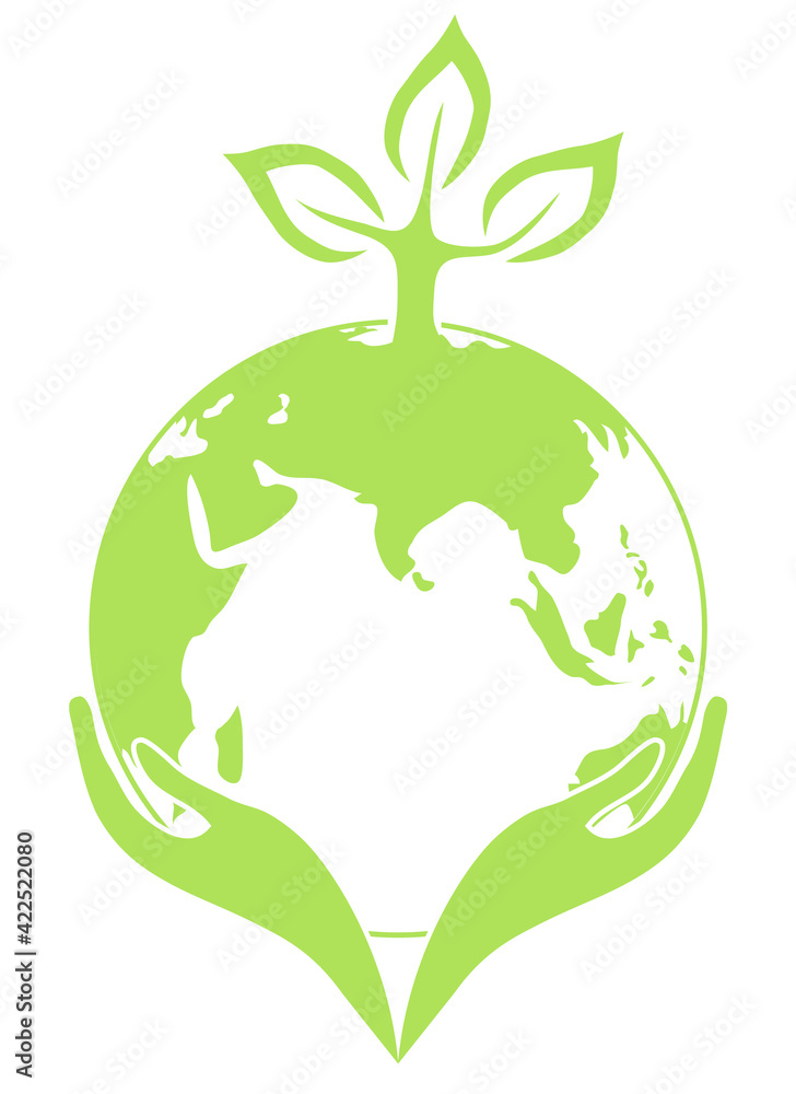 Let's save the planet. Hands protect the planet from the external environment. Vector, cartoon illustration. Vector. Let's save the planet. Hands protect the planet from the external environment. Vector, cartoon illustration. Vector.