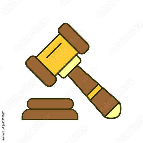 Wooden judge ceremonial hammer of the chairman.