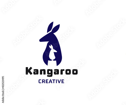 two kangaroo in negative space creative logo