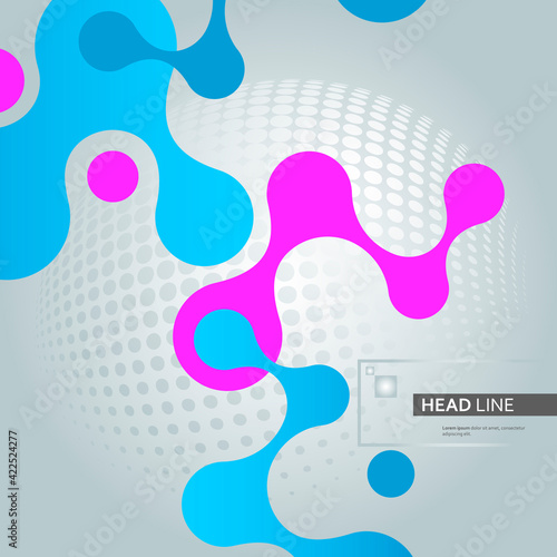 Modern abstract banner with molecular structure on white background. Modern vector illustration