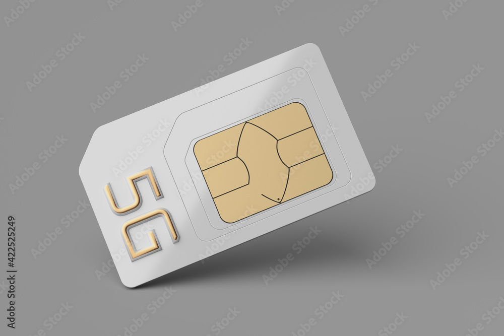 Mini SIM card with precut micro and nano sizes and 5G letters. Mini SIM card with precut micro and nano sizes and 5G letters.