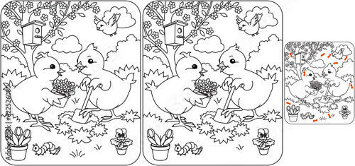 Chickens in the garden_find differences