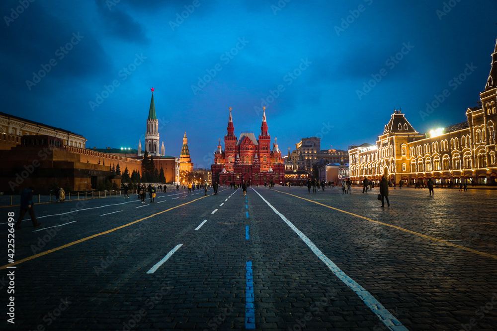 Obraz premium moscow, red square, photo at night