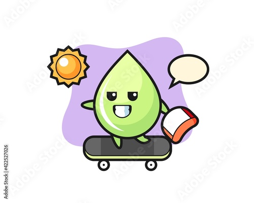 melon juice drop character illustration ride a skateboard