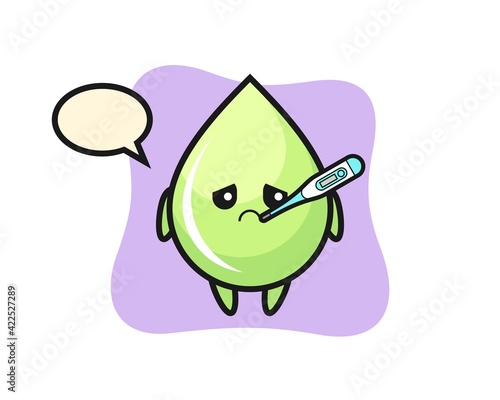 melon juice drop mascot cartoon with fever condition