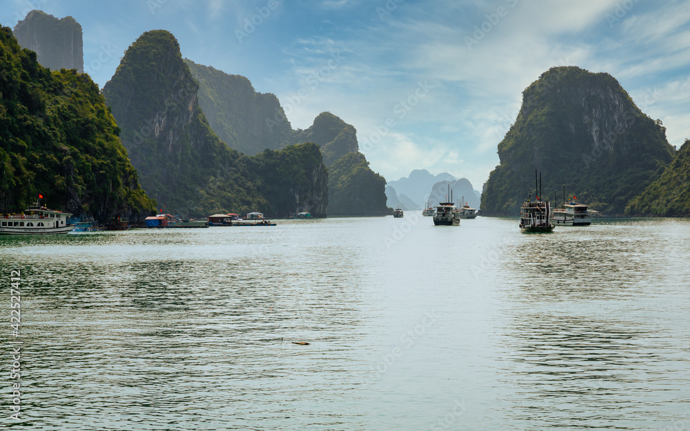 Halong Bay Landscape View. Horizontal landscape View of this beautiful Natural Wonder. UNESCO World Heritage Site since 1994 features a wide range of biodiversity.