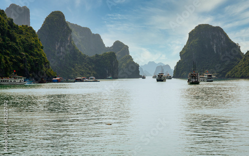 Halong Bay Landscape View. Horizontal landscape View of this beautiful Natural Wonder. UNESCO World Heritage Site since 1994 features a wide range of biodiversity. © Paulo