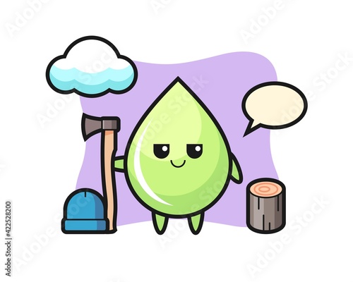 Character cartoon of melon juice drop as a woodcutter