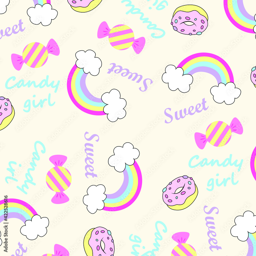Rainbows pattern, for wrapping paper, greeting cards, posters, invitation
