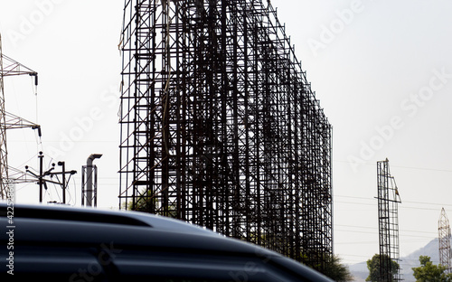 old billboard iron base structure photo