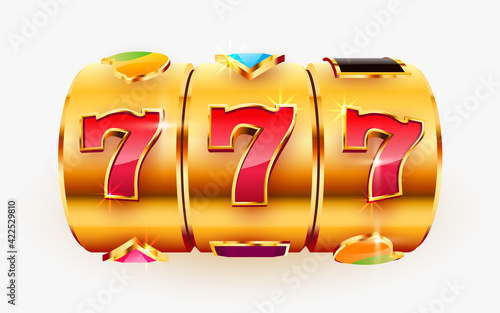 Golden slot machine wins the jackpot. 777 Big win concept. Casino jackpot.