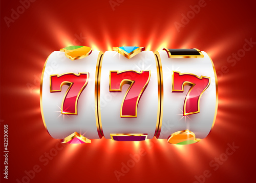 Golden slot machine wins the jackpot. 777 Big win concept. Casino jackpot.