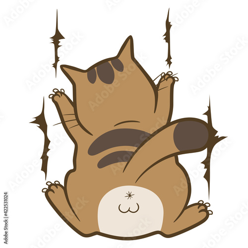 Cartoon cat scratching