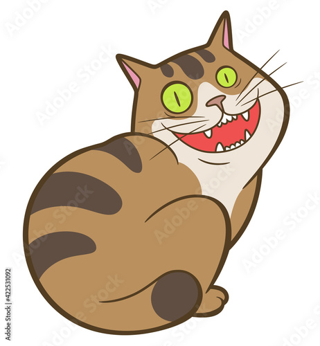 Cartoon crazy smiling cat