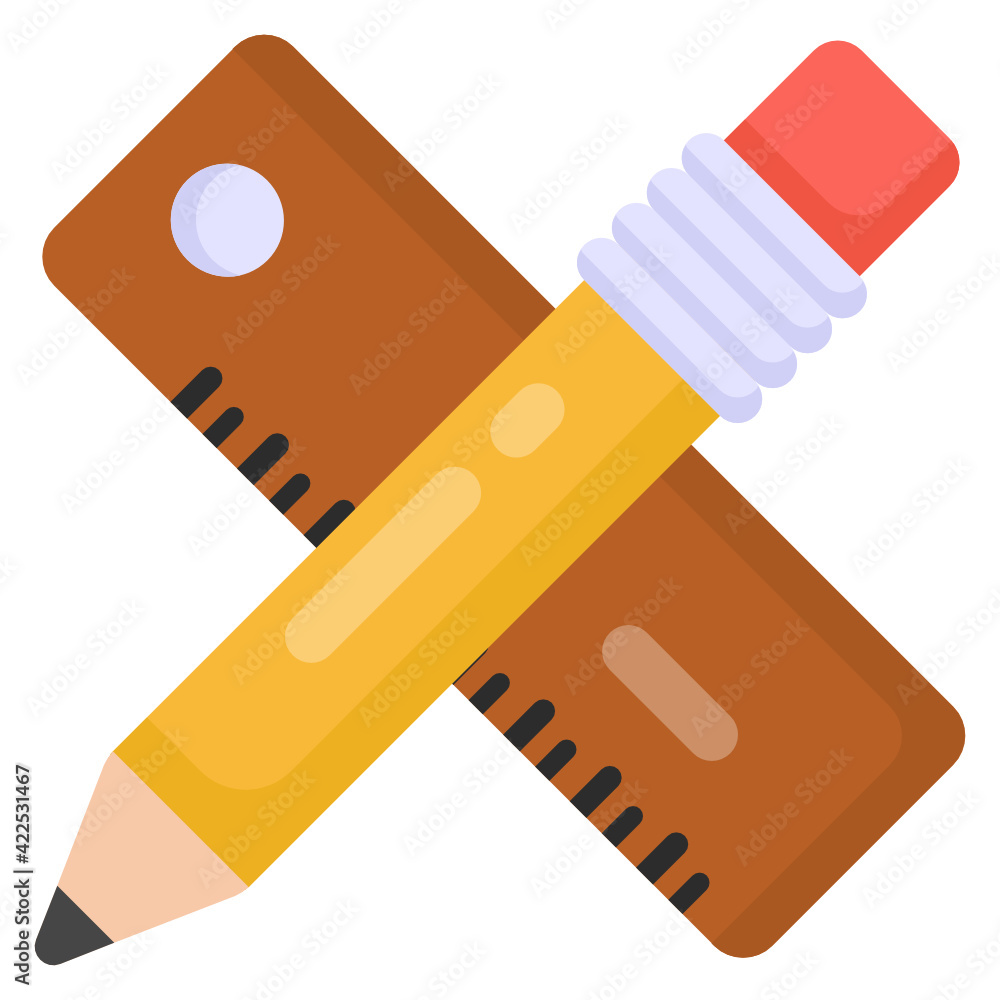 Pencil and ruler denoting flat icon of drafting tools
Pencil and ruler denoting flat icon of drafting tools