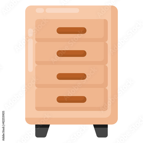 
Chest of drawers flat style icon, office interior 

