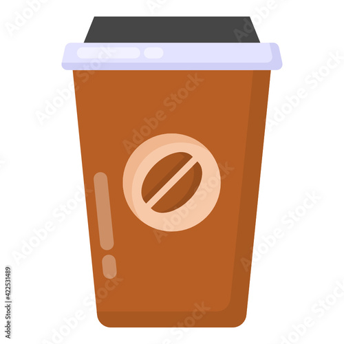 
A flat trendy style icon of takeaway coffee 

