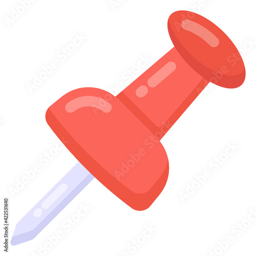 
Pushpin in flat trendy style icon, editable vector 

