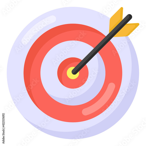 
Dartboard denoting flat icon of business target 

