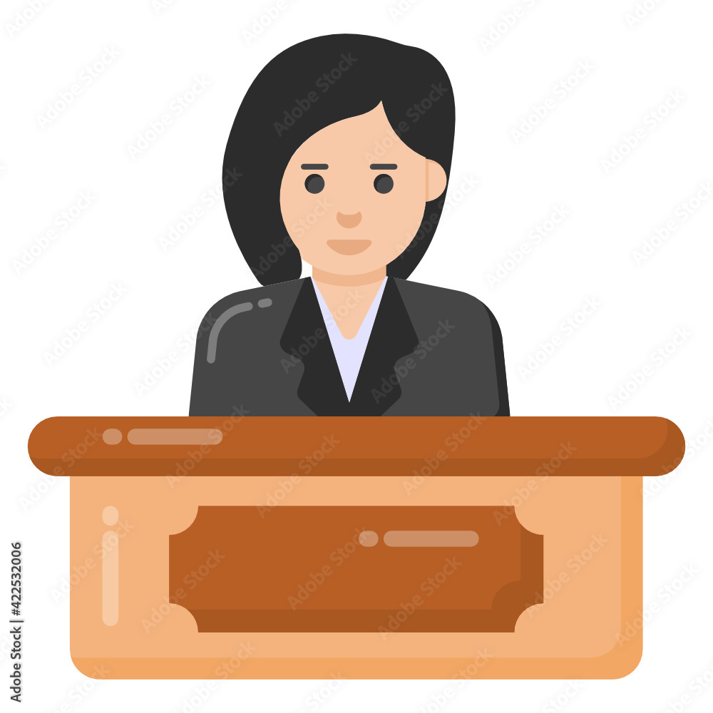 Girl sitting in front of desk denoting flat icon of receptionist
Girl sitting in front of desk denoting flat icon of receptionist