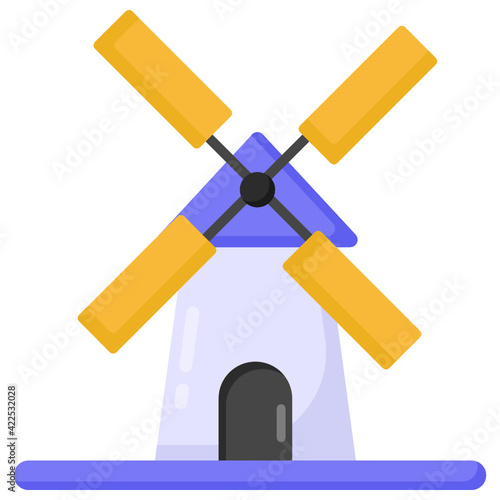
Flat trendy icon of windmill, renewable energy 

