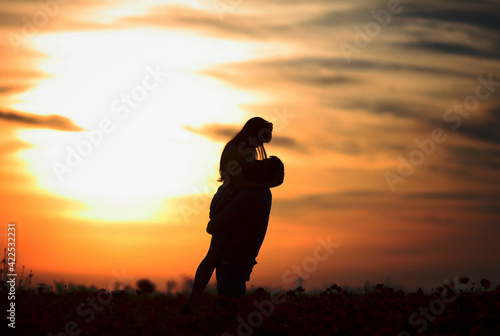 silhouette of a person in sunset, sunset, person in sunset, with love, silhouette © Myroslav