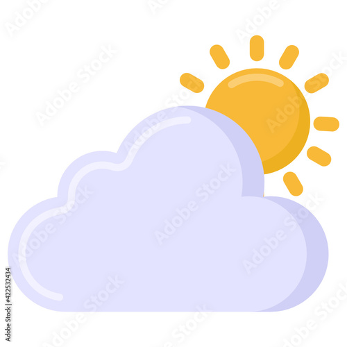 
Cloud with sun denoting flat icon of partly sunny 

