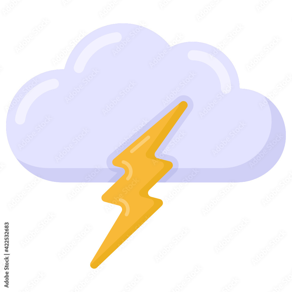Cloud with bold denoting flat icon of thunderstorm
Cloud with bold denoting flat icon of thunderstorm